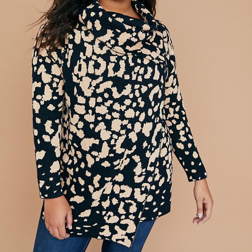 Leopard Jacquard Wrap Sweater by LANE BRYANT